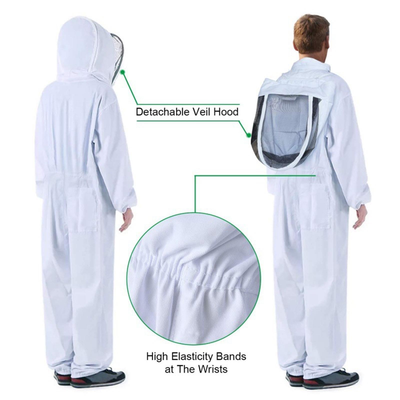 Traje de apicultor Profesional Traje de apicultura ventilado con guantes, traje cuerpo entero, ropa protectora for apicultor, granja y patio trasero(L)