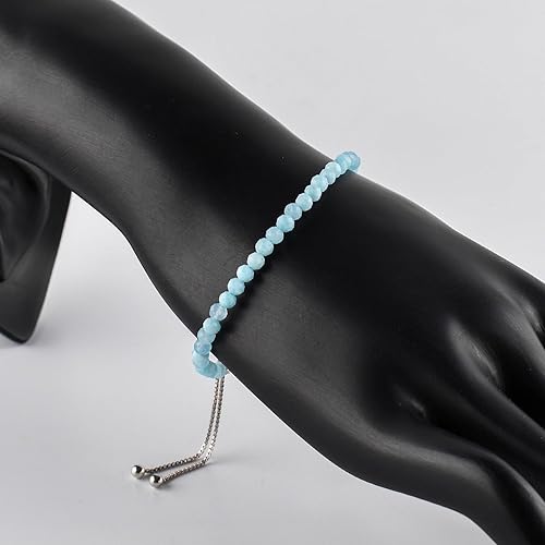 Miniatura 43 de OdrillionGems Pulsera de bolo de plata de ley 925 con cuentas redondas facetadas, hecha a mano, minimalista, cristales curativos, deslizante