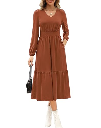 Kranda Women 2025 Fall Puff Long Sleeve V Neck Causal