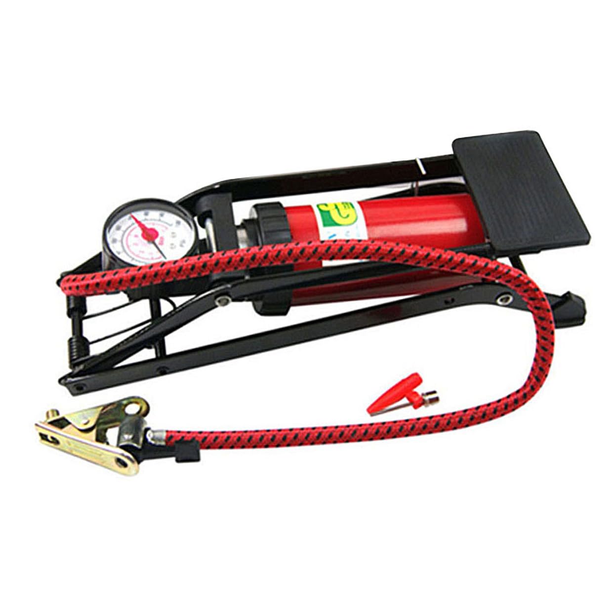 PRETYZOOM Hochdruck Fußpumpe Auto und Fahrrad mit Manometer Rutschfester Fußtritt Vielseitige Anschlüsse Tragbarer Reifenluftpumpe für Motorräder Boote und Luftbetten Robuste Standluftpumpe