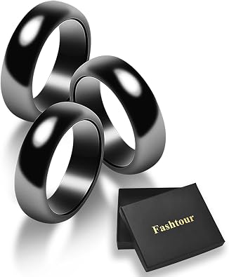 Genuine Magnetic Hematite Rings, 3 per Order, Black Hematite Ring, Magnetic Ring for Men and Women, for Anxiety Balancing Root Chakra, Absorbing Negative Energies