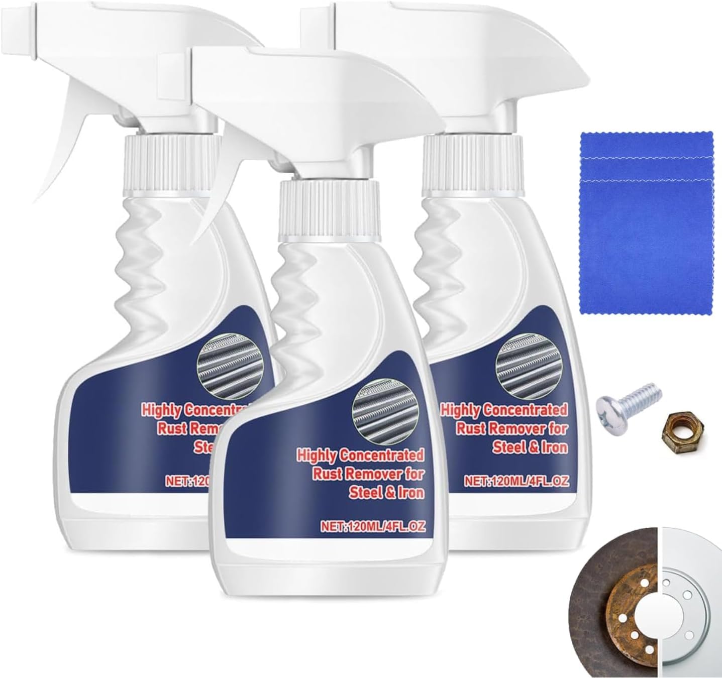 Heavy Duty Metal Rust Remover, Highly Concentrated Rust Remover for Metal, Anti Rust Converter Sprays For Steel & Iron, Heavy Duty Iron Spray, Powerful Rust Removal Spray For Car, Household (2PC) — view 11