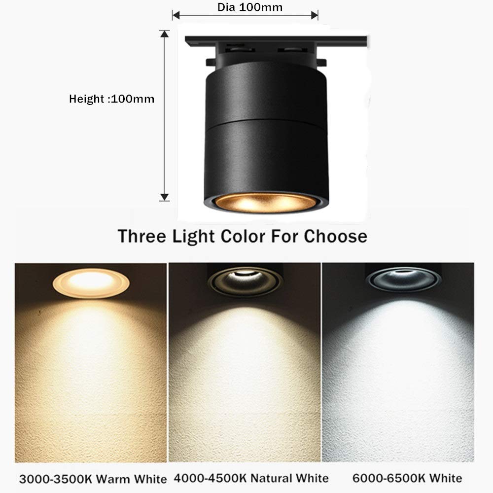 Barras De Focos 1 PCS15W 12W 10W 7W 360 ÁNGULO AJUSTE LUZ AJUSTABLE DIMMABLE LED Luz de la pista de la guía de la guía LáMpara De Techo (Body Color : 10W Black Dimmable)