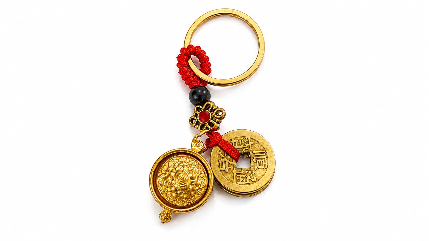 Feng Shui Lucky Keychain with Chinese Coins and Red Cord-picture-19