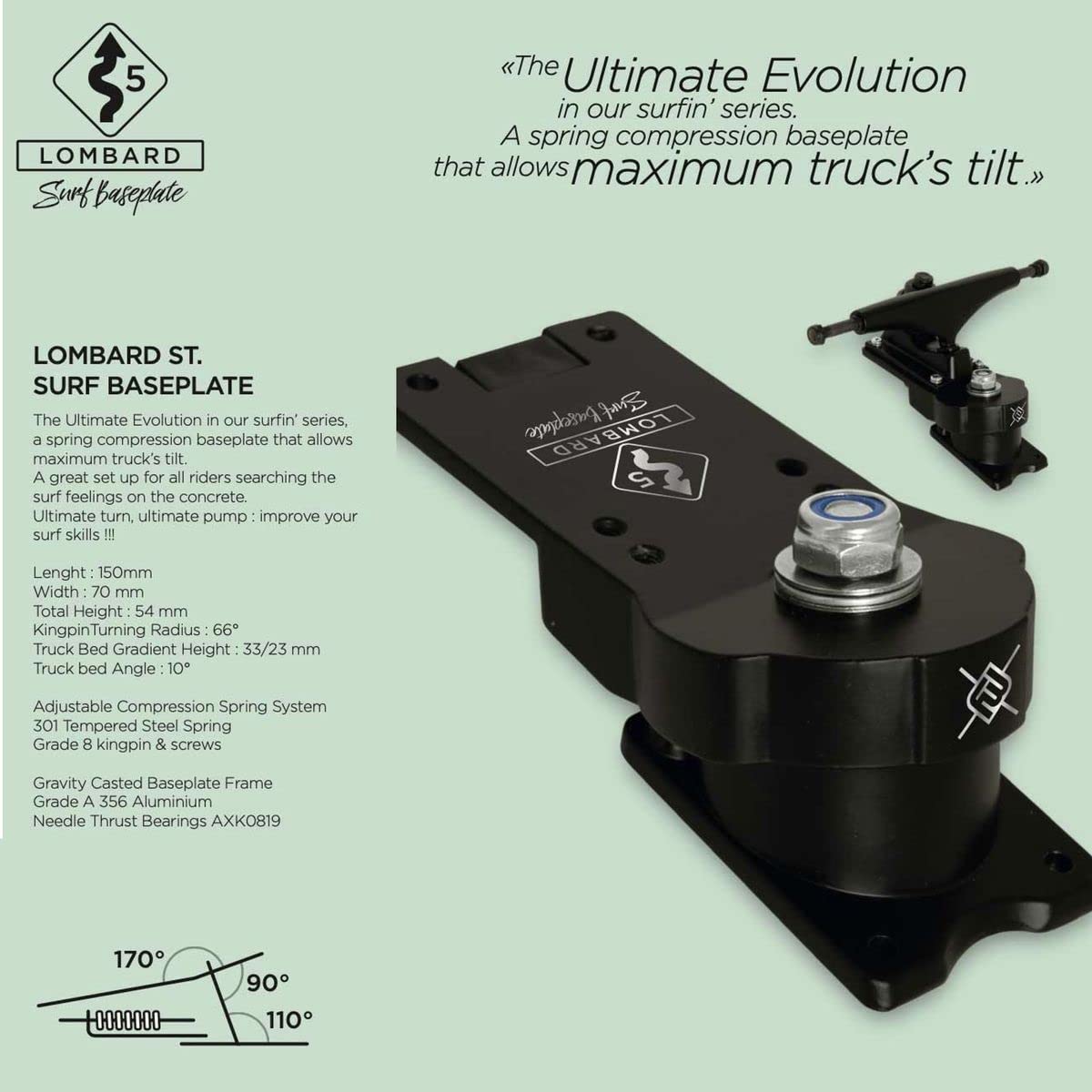 Lombard Surfskate Baseplate für Surf Skateboards