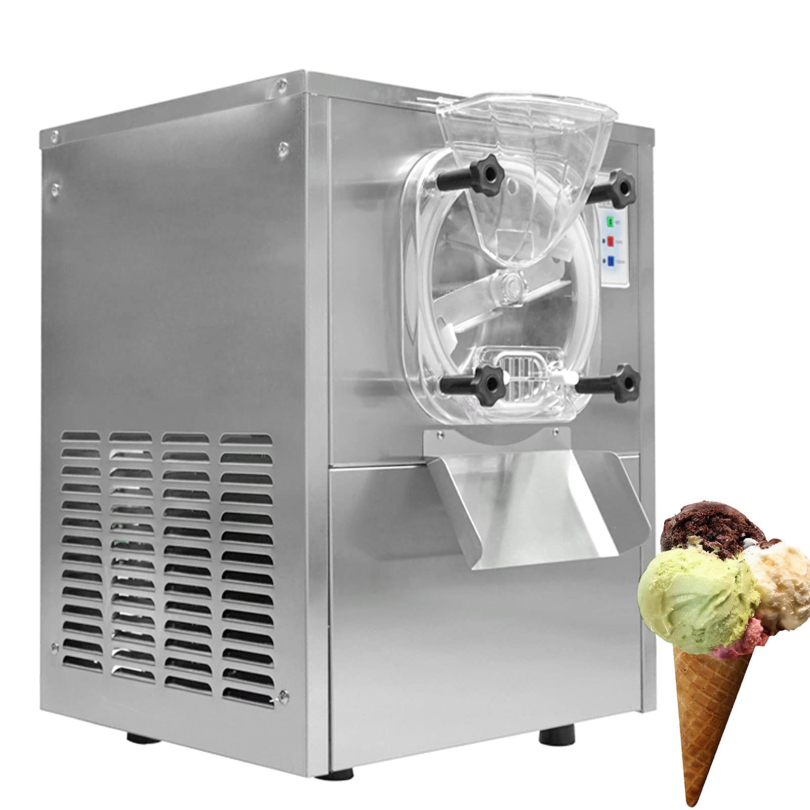 LlpengCommercial Desktop Ice Cream Making Machine, Hard Ice Cream Machine, Gelato, Sorbet and Frozen Yogurt Maker, Stainless Steel, 5.3 Gal/H, 1400W