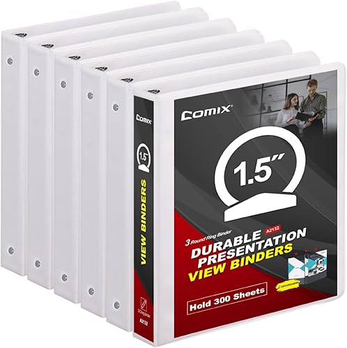 Miniatura 16 de COMIX Carpeta resistente de 3 anillos de 1 pulgada con cubierta transparente, carpeta de anillos redondos de 1 pulgada, sin PVC, capacidad de 200