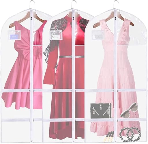 3 PCS Garment Bags for Hanging Clothes,Clear Dance Garment Bags For Dancers,Dance Competition Bag for Girls Travel Storage.Garment Bag For Kids Adults - 50" - 3 Pack Clear1