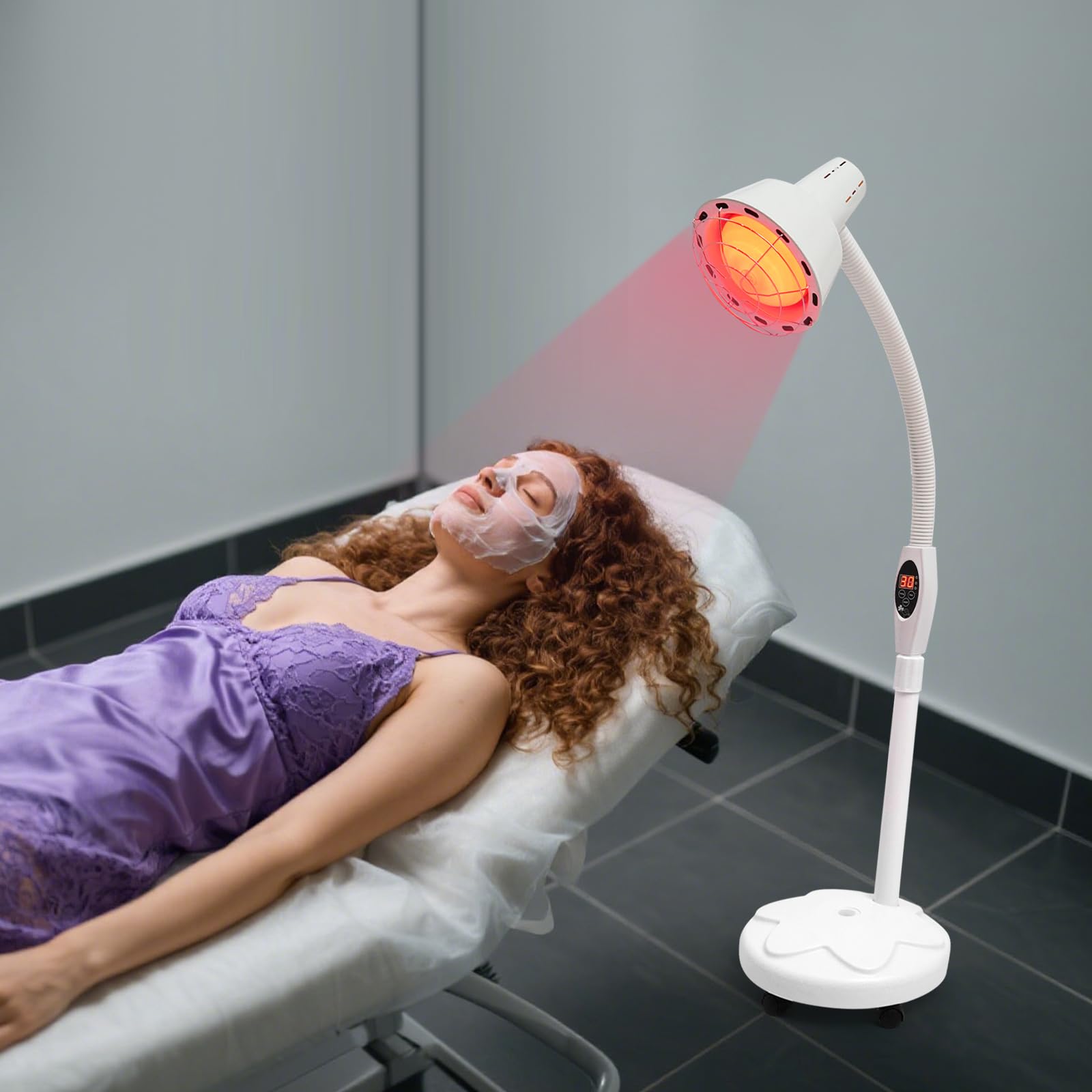 Infrarot-Wärmelampe｜360° drehbar & Höhenverstellbar｜Fernbedienung + 5-60 Min Timer｜32~239℉ Muskelentspannung/Schmerzlinderung｜Therapie-Lampe für Hautpflege & Gelenk‌