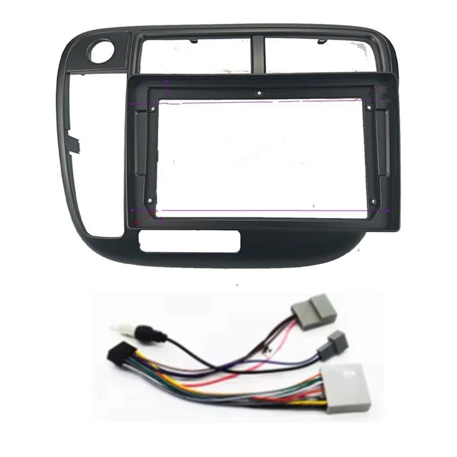 Cadre de façade d'autoradio Adaptateur Cadre Fascia Voiture 7/9 Pouces Pour Civic 96–01 Kit Panneau Montage Tableau Bord Radio Android Plaque Frontale Autoradio tableau de bord(9 Frame cord)