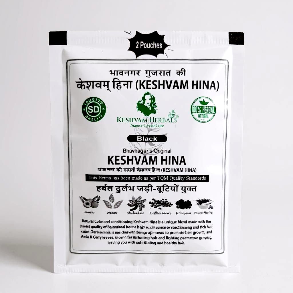 Keshvam Herbals Hina SD, Natural Black, Hair Color Powder, Pack of 10, For men and Women, Original Bhavnagar Hina-picture-25