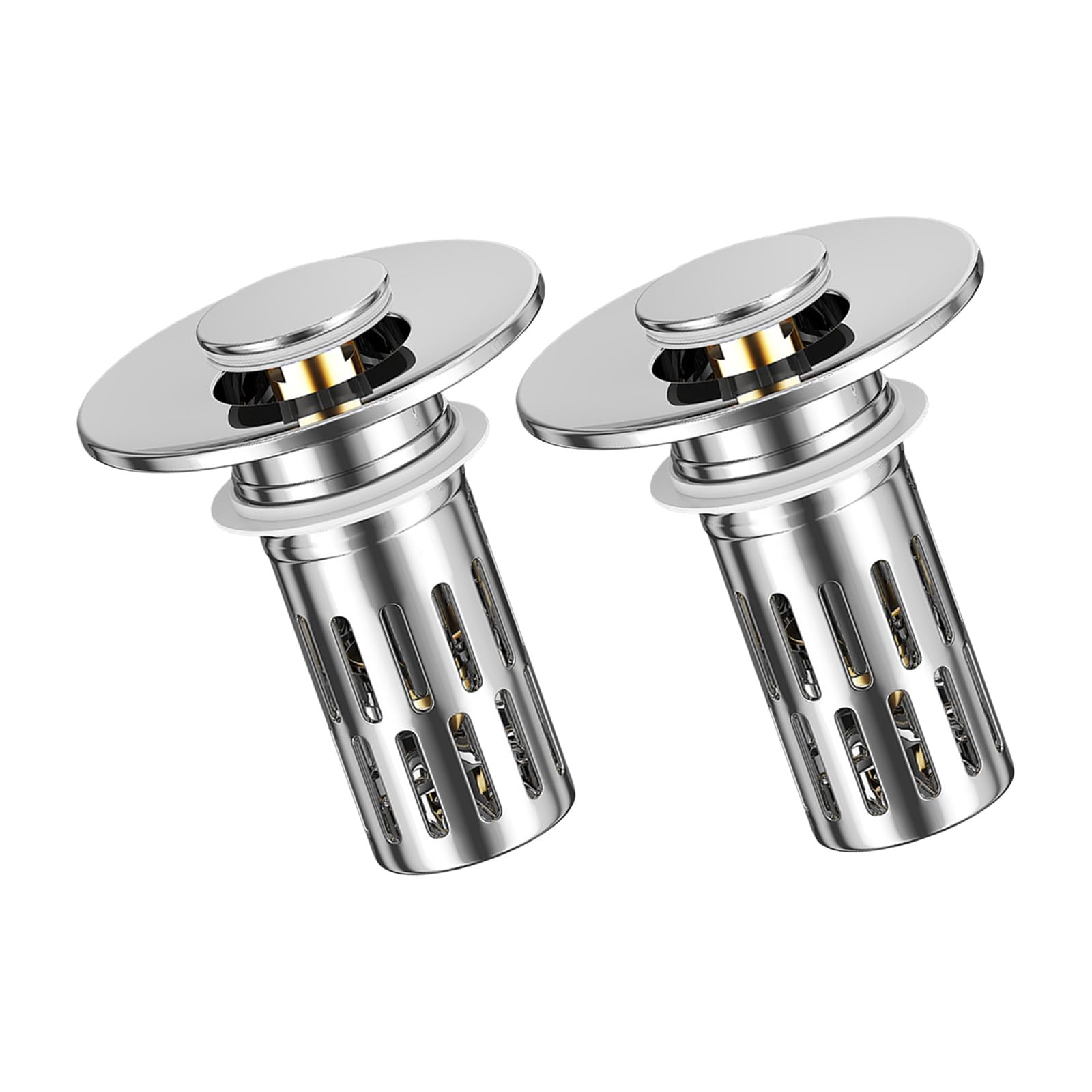 2pcs Poping Up Sink Drain Stoppers with Fine Meshes Filter Easyly Touches Operations for Bathroom Universals Stoppers