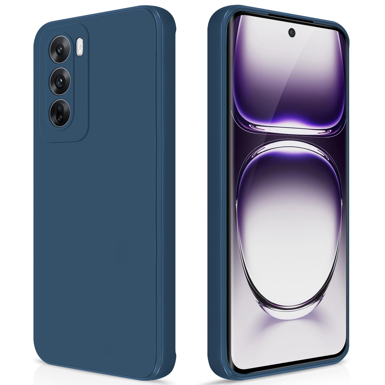 GiiYoon Hülle Kompatibel mit Oppo Reno 12, Hochwertiges Liquid Silicone Case, Rundumschutz Handyhülle, Kratzfestes Weiches Mikrofaserfutter- Blau