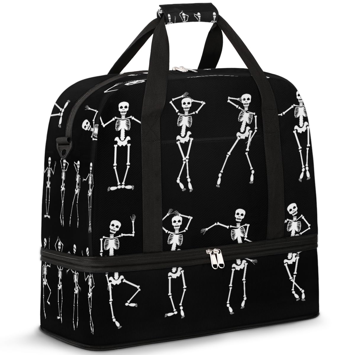 Sac de voyage amusant squelette de danse pour homme et femme - Sac fourre-tout pliable - 47 l - Pour sport, gym, yoga, couleur, 47 L, Organiseur de sac