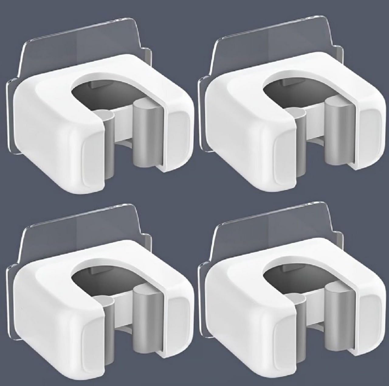 Self Adhesive Broom Holder Wall Mount (Pack of 4) No Drill Mop & Broom Holder Heavy Duty Anti-Slip Clip Organizer Waterproof Wall Mounted Holder for Kitchen, Bathroom, Laundry, Garage & Garden-picture-22