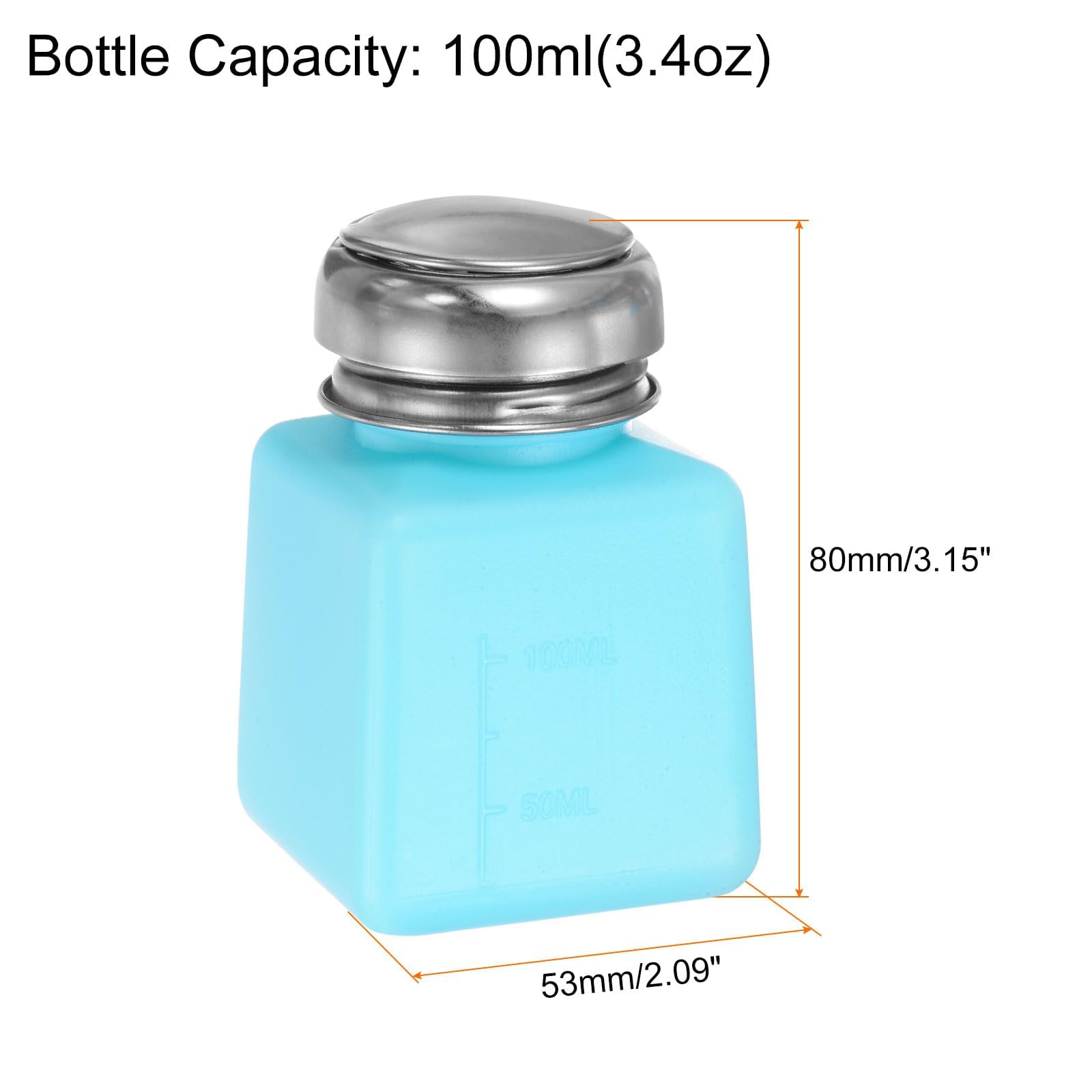 QUARKZMAN 2 szt. Dozownik rozpuszczalnika alkoholu 100 ml (3,4 uncji) Butelka z pompką dozownika płynu z uszczelnioną pokrywką ze stali nierdzewnej do środka czyszczącego Aceton, niebieski