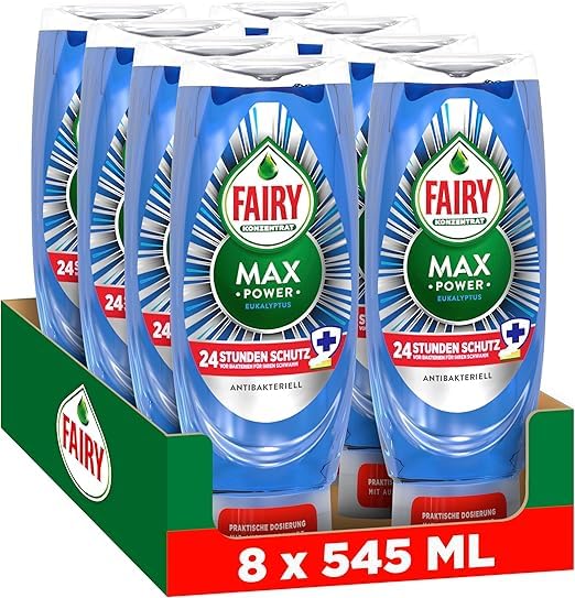 Fairy MaxPower Antibakterijsko sredstvo za pranje suđa 8x545ml