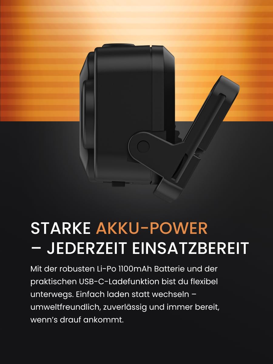 Duracell Lampe frontale LED DH700R Core – 700 lumens, focalisable, portée de 50 m, fonction lumière rouge, rechargeable USB-C, batterie au lithium, différents modes d'éclairage, ergonomique