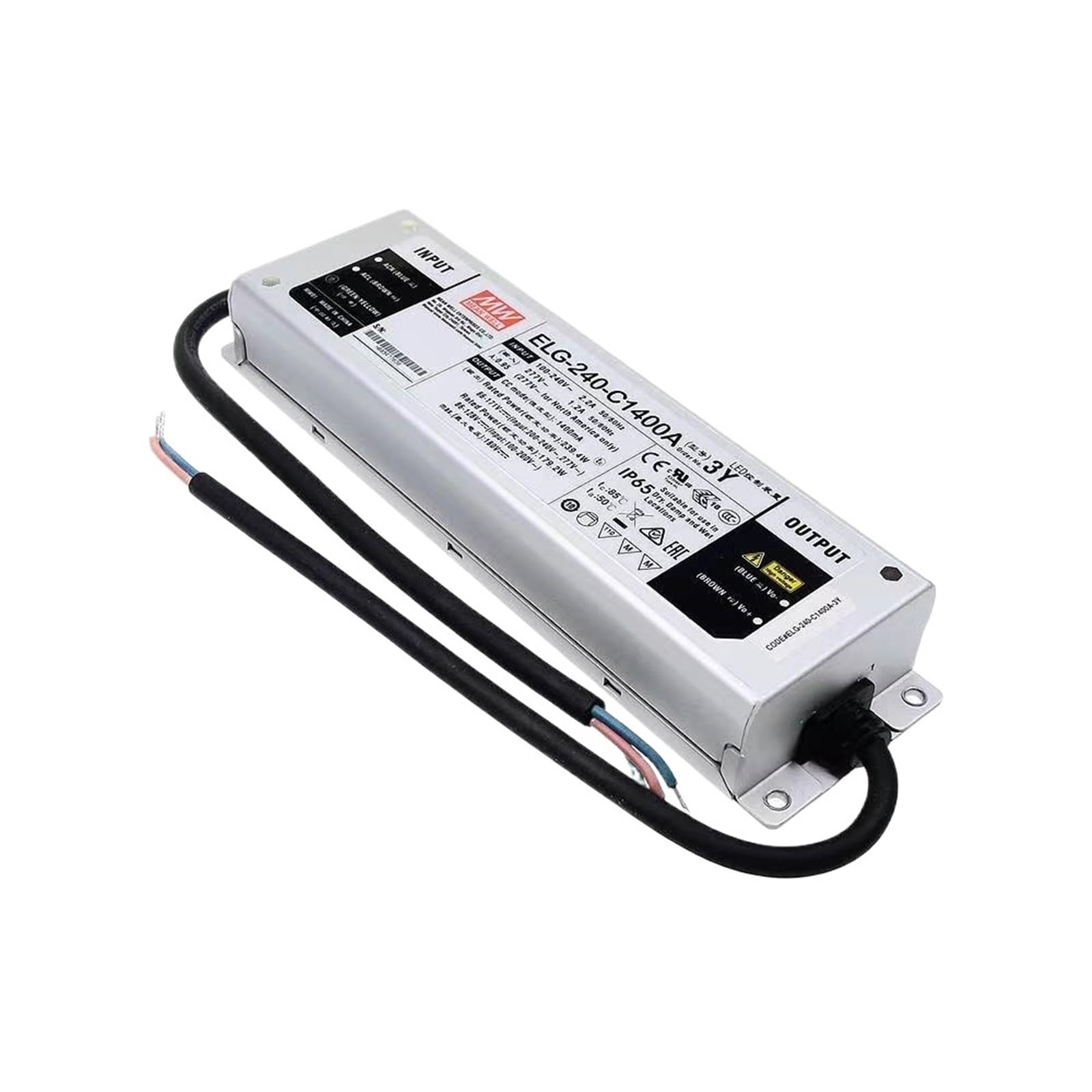 FCARUMIQP ELG-240-C700/1050/1400/1750/2100A-3Y Single Output with PFC Function Constant Current LED Lighting Driver IP67(Elg-240-c700a-3y)