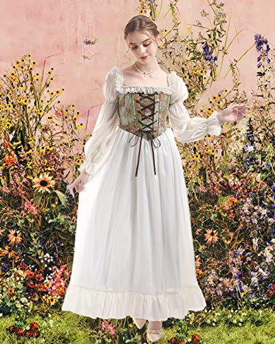 Image of NSPSTT Women Girls American Pioneer Colonial Dress Prairie Costume