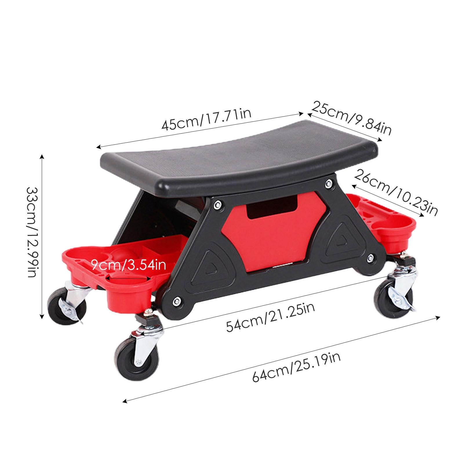 Taburete de mecánico con Ruedas y Capacidad de 136 kg, Ideal para Taller, Garaje o Taller mecánico. Incluye Bandeja de Herramientas Desmontable.