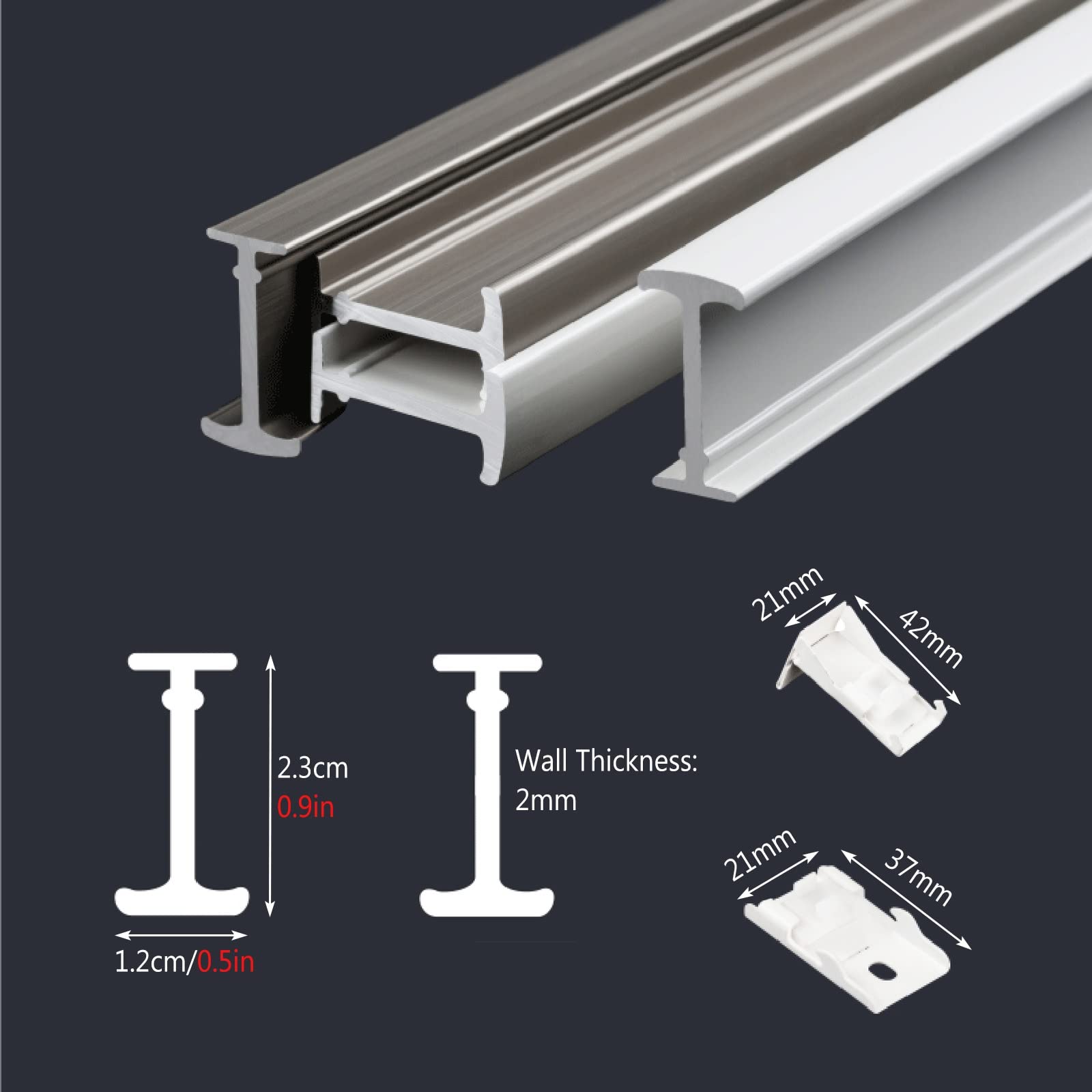 Elastyczna aluminiowa szyna do zasłon – regulowana szyna do montażu na suficie/ścianie do okien w kształcie litery L, okien wykuszowych i wykuszowych – 180 cm (71 cali) drążek do łatwej instalacji