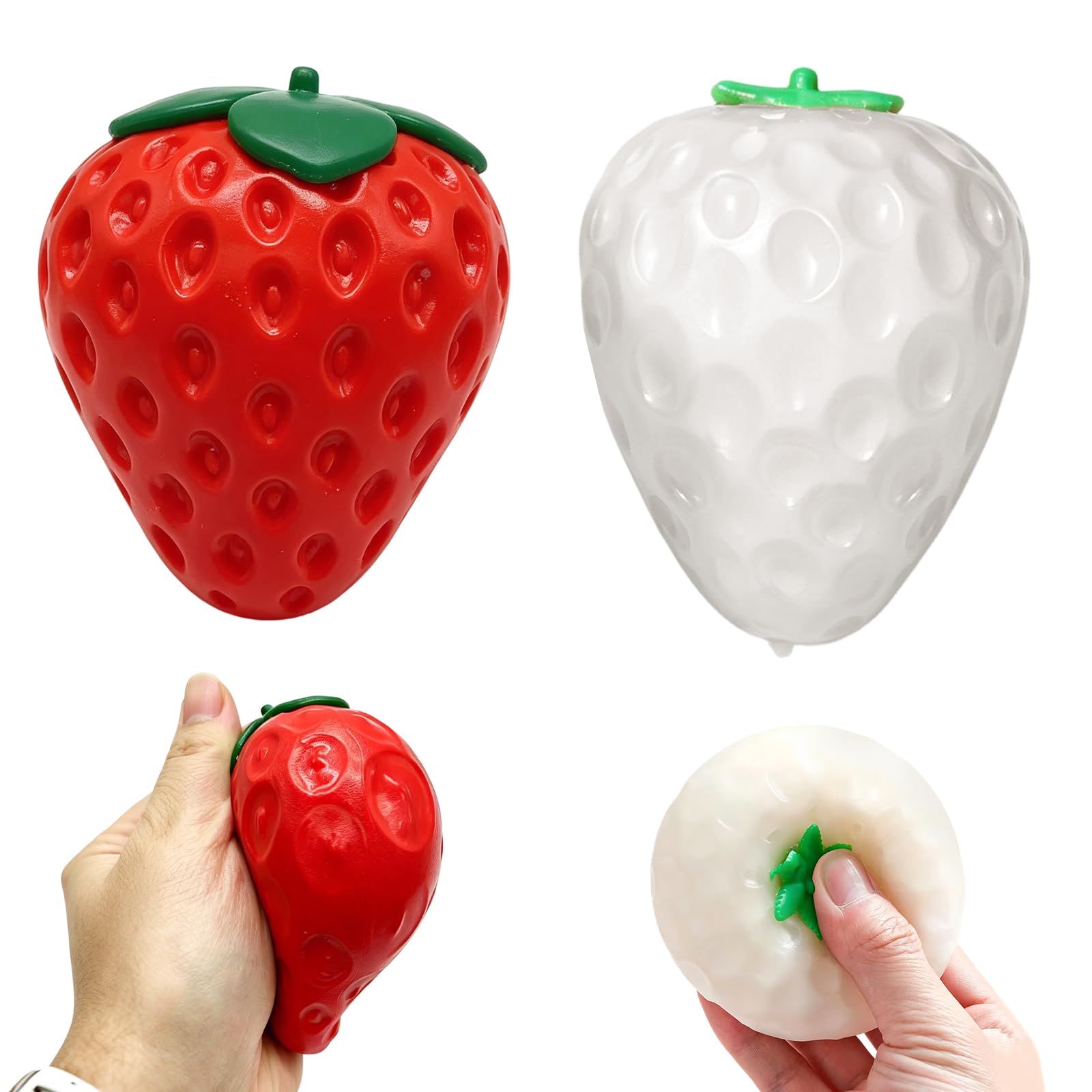 2Pcs Strawberry Slow Rise Squishy, Slow Rising Food Squishies, Viral Soft Squeeze Fidget for Anxiety Relief, Sensory for Adults, Office Desk Novelty Gift(1 Red + 1 Colour Change) — image 1