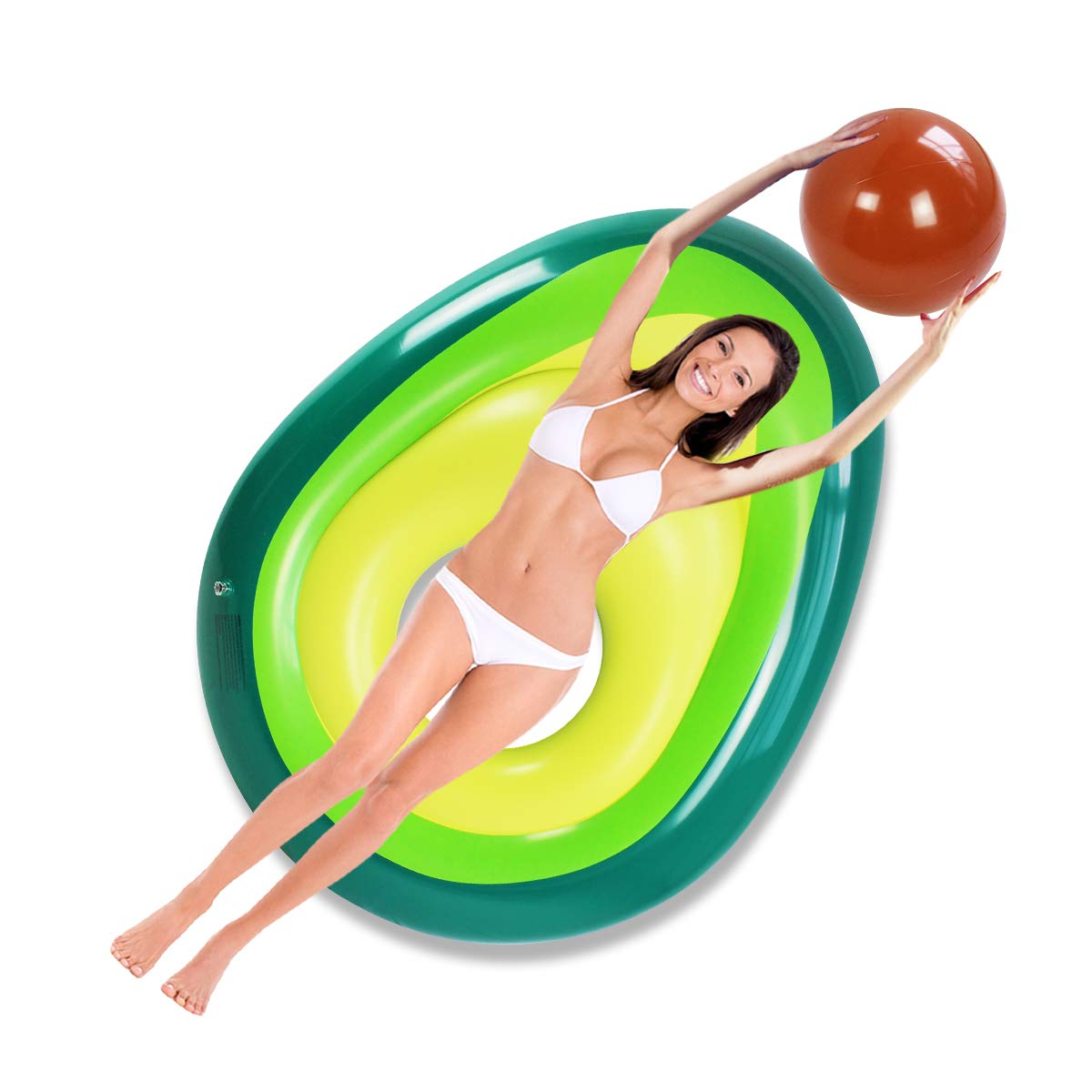 SUNSHINE-MALL Inflatable Avocado Pool Float,Floatie with Ball Water Fun Large Blow Up Summer Beach Swimming Raft Kids Adults (Avocado)