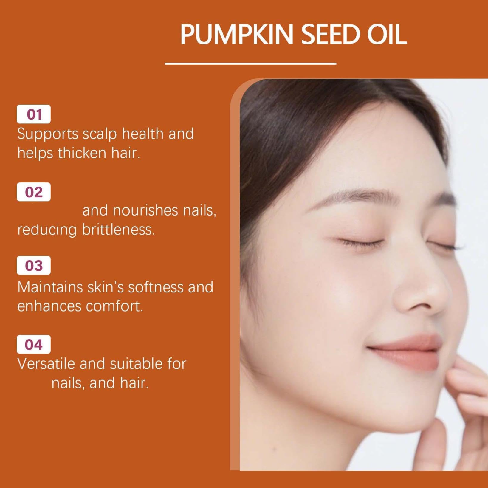 Pumpkin Seed Oil 100% czysty olejek z pestek dyni, do nawilżania i naprawy suchych, zniszczonych włosów, stymuluje wzrost włosów i zapobiega wypadaniu włosów (3)