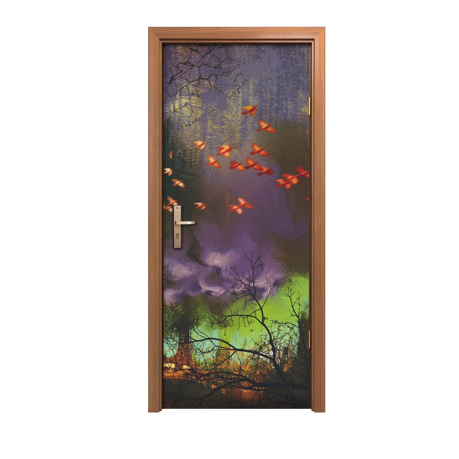Autocollant de porte nuages déco murale design pour salon apaisant