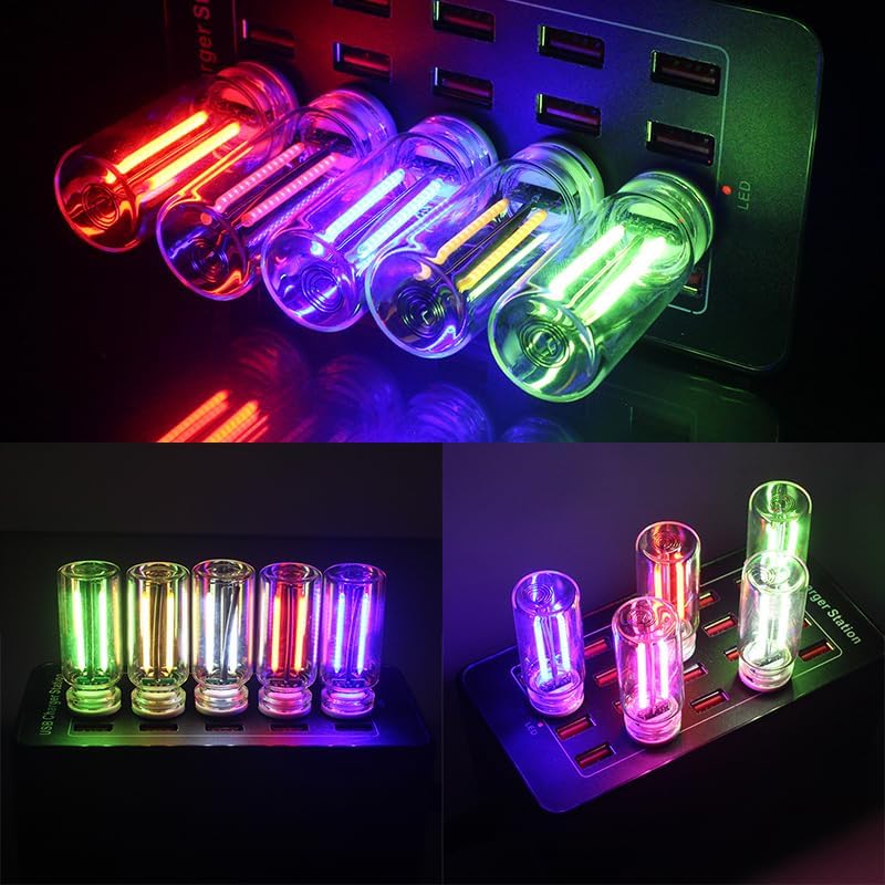 2 PCS Car Lights Interior, Plug-in Retro Car Atmosphere Lamp with Touch Dimmable, Portable Mini Glass Bottle LED Bulb Night Lights for Vehicle Hallway Camping Halloween Decoration (purple)