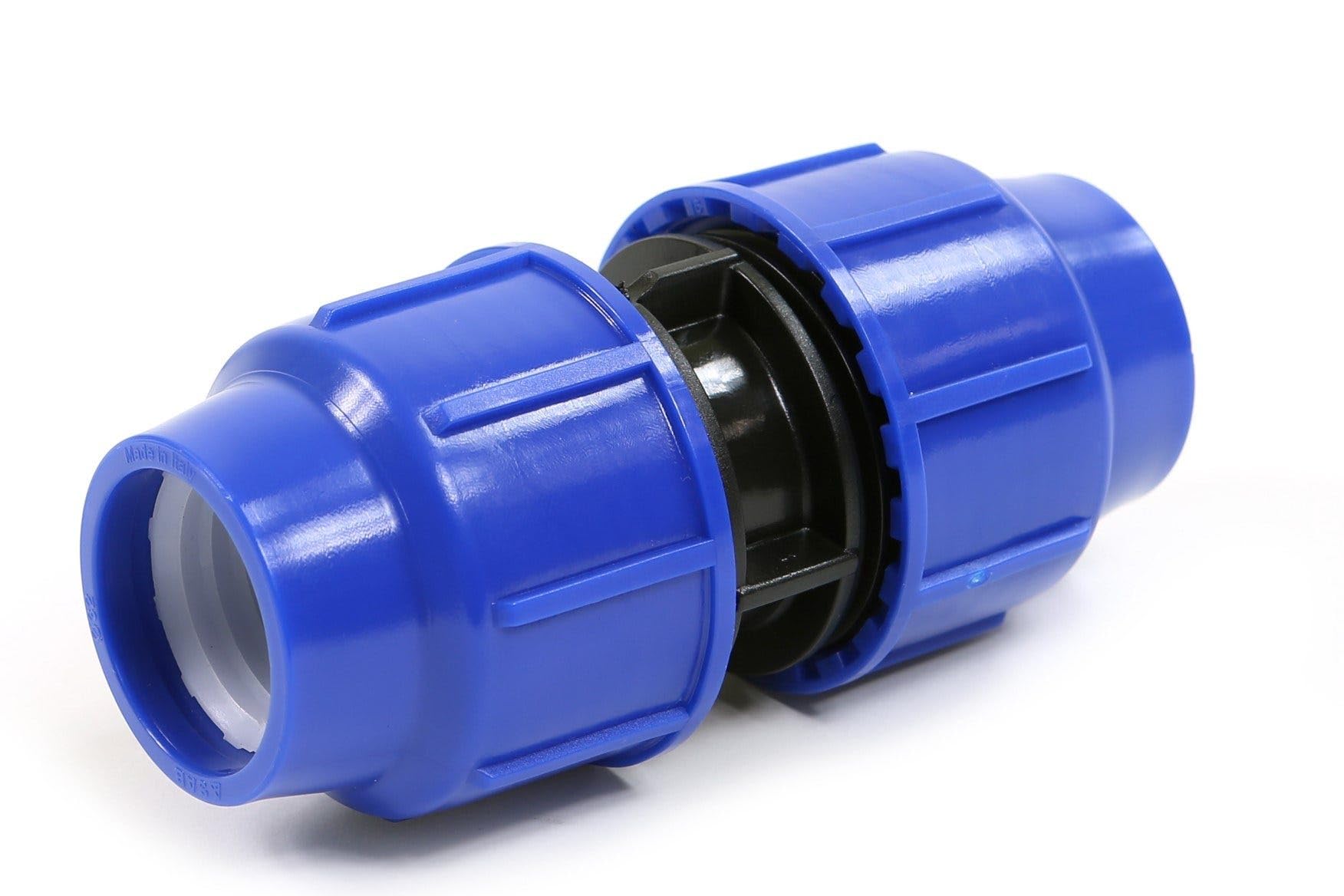 Hydrosure Blue Straight Compression Coupling 25Mm X 25Mm - Pack Of 3 Heavy-Duty Irrigation Pipe Joiners For Mdpe/Hdpe Garden Watering Systems