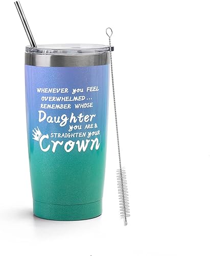 TURMTF Regalos para hija, tazas del día de la madre para mi hija, regalo de papá mamá, vaso de café aislado al vacío de doble pared con tapa y