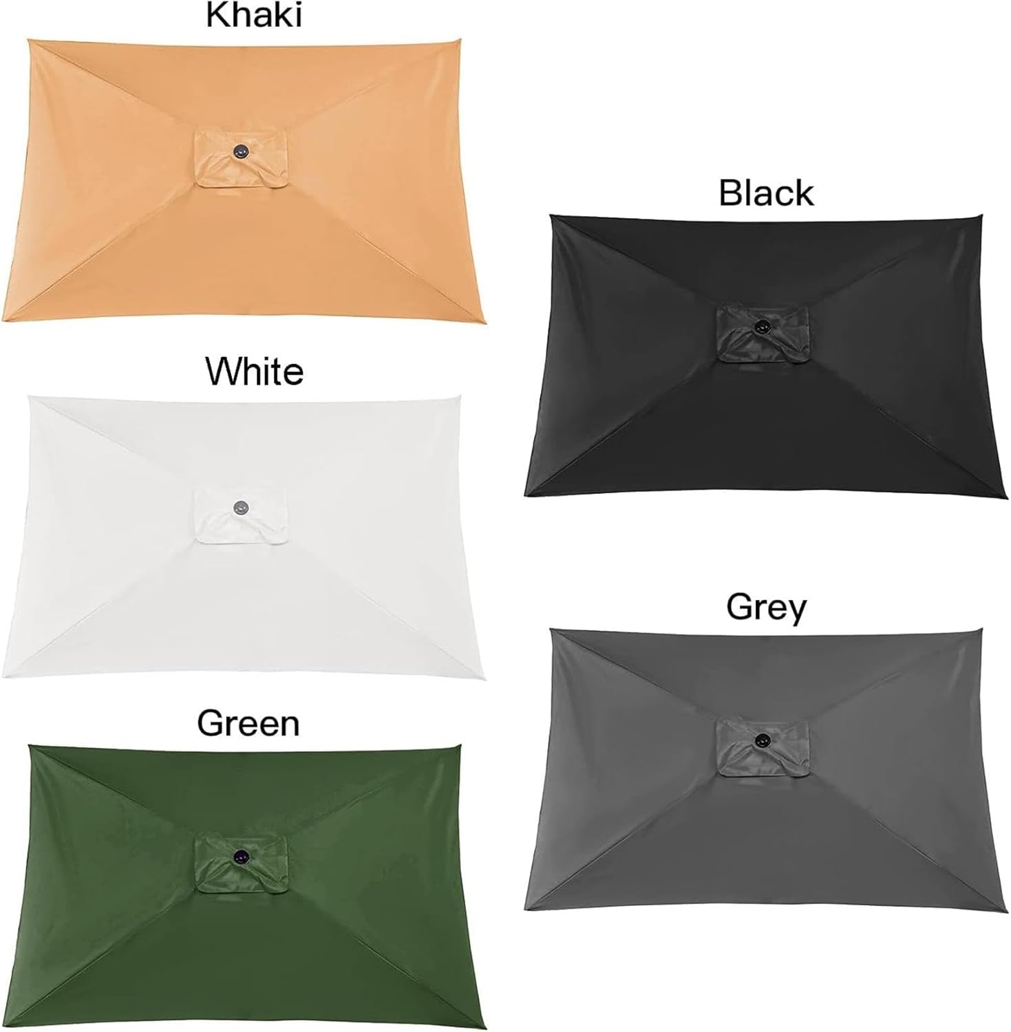 Patio Rectangular Umbrella Canopy Replacement,6 Ribs 6.5x10ft Canopy Outdoor Market Deck Parasol Cover,White
