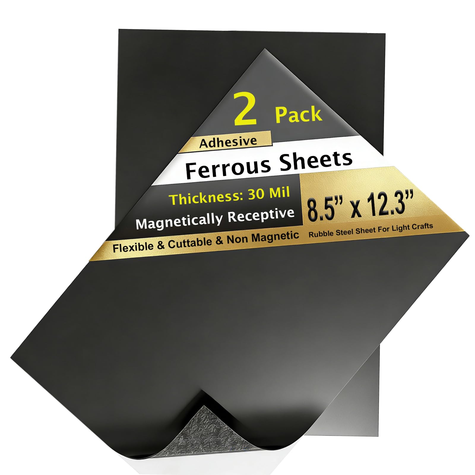 2 Pack, Adhesive Metal Sheets-8.5” x 12.3”, Ferrous Sheet for Magnets Receptive, 30 Mil Thin Flexible Rubber Steel Mat for Crafts, Magnetic Miniatures Organization – Fits Standard US Really Useful Box-image-10