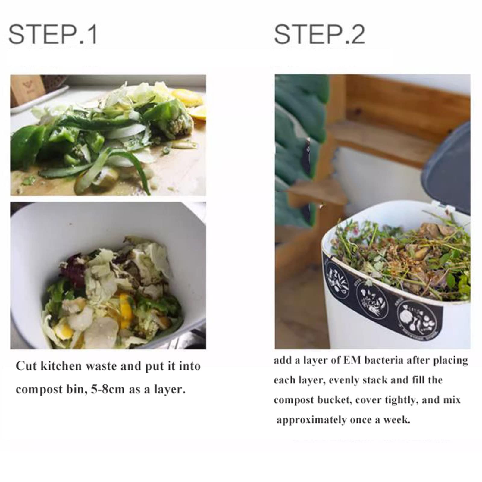 Compostador eléctrico Cubo de compostaje Bokashi Kit de inicio de compostaje, compostador for principiantes en interiores for todas las estaciones, cubo de compostaje de cocina de encimera, contenedor