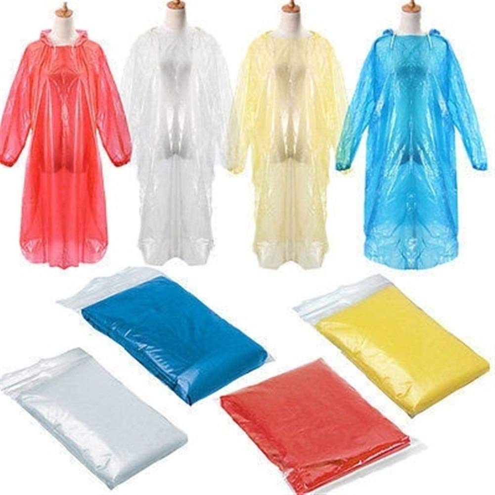 Easy To Use 10PCS Unisex Disposable Raincoat Adult Emergency Waterproof Hood Poncho Travel Camping Must Rain Coat Clear Rainwear Suit (Size : 10pcs)