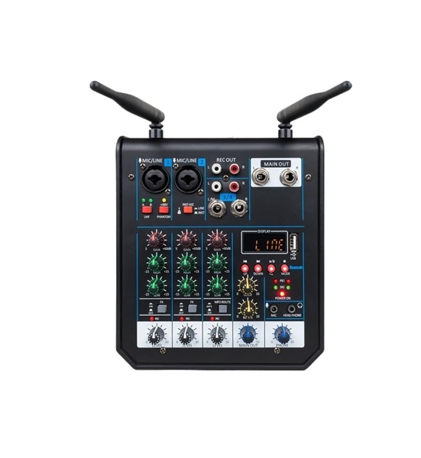 Controller DJ, Console mixer for DJ a 4 canali con microfono wireless Bluetooth for studio di registrazione