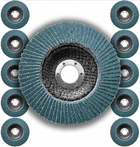 TEDIAM Disco de hojas de circonio, electrocorindón, lijado, inox/acero inoxidable, 125 mm x 22,23 mm, grano fino, 80 Grit