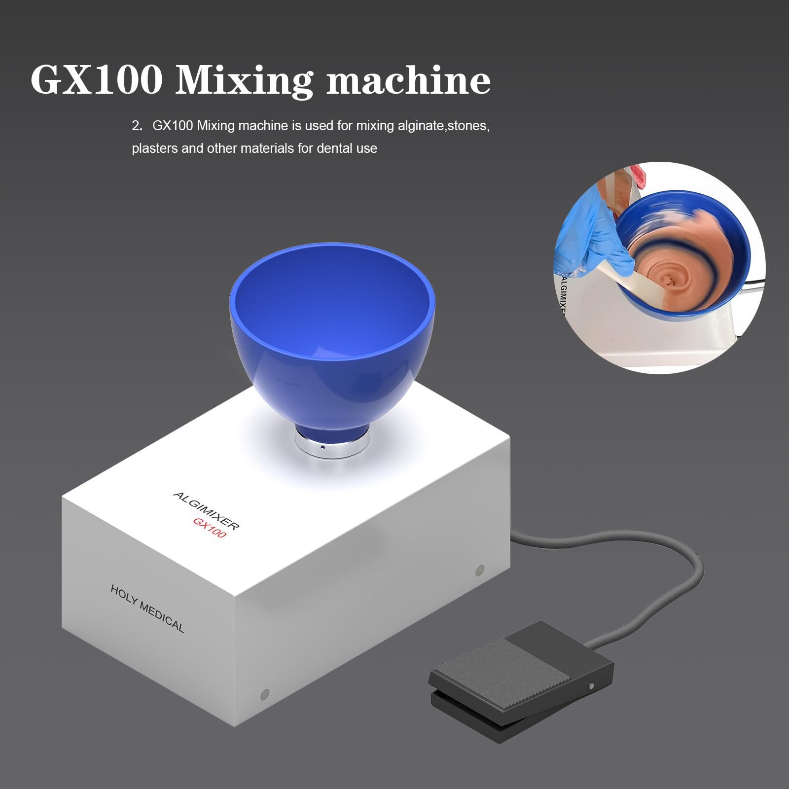 Lab Multifunctional Alginate Mixing Machine Automatic Blender GX100 with Foot Pedal Control Alginate Plaster Mixer