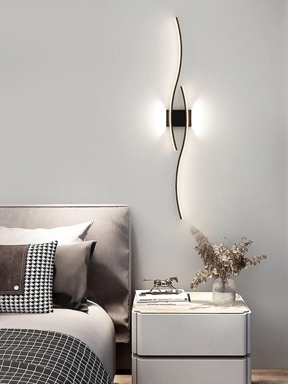 Applique LED da Parete Interno Lungo Negro 100CM 39.4in 35W 2800LM Moderna Lampada da muro Alluminio Per Soggiorno Camera da Letto Scala Corridoi Luce bianca 6000K