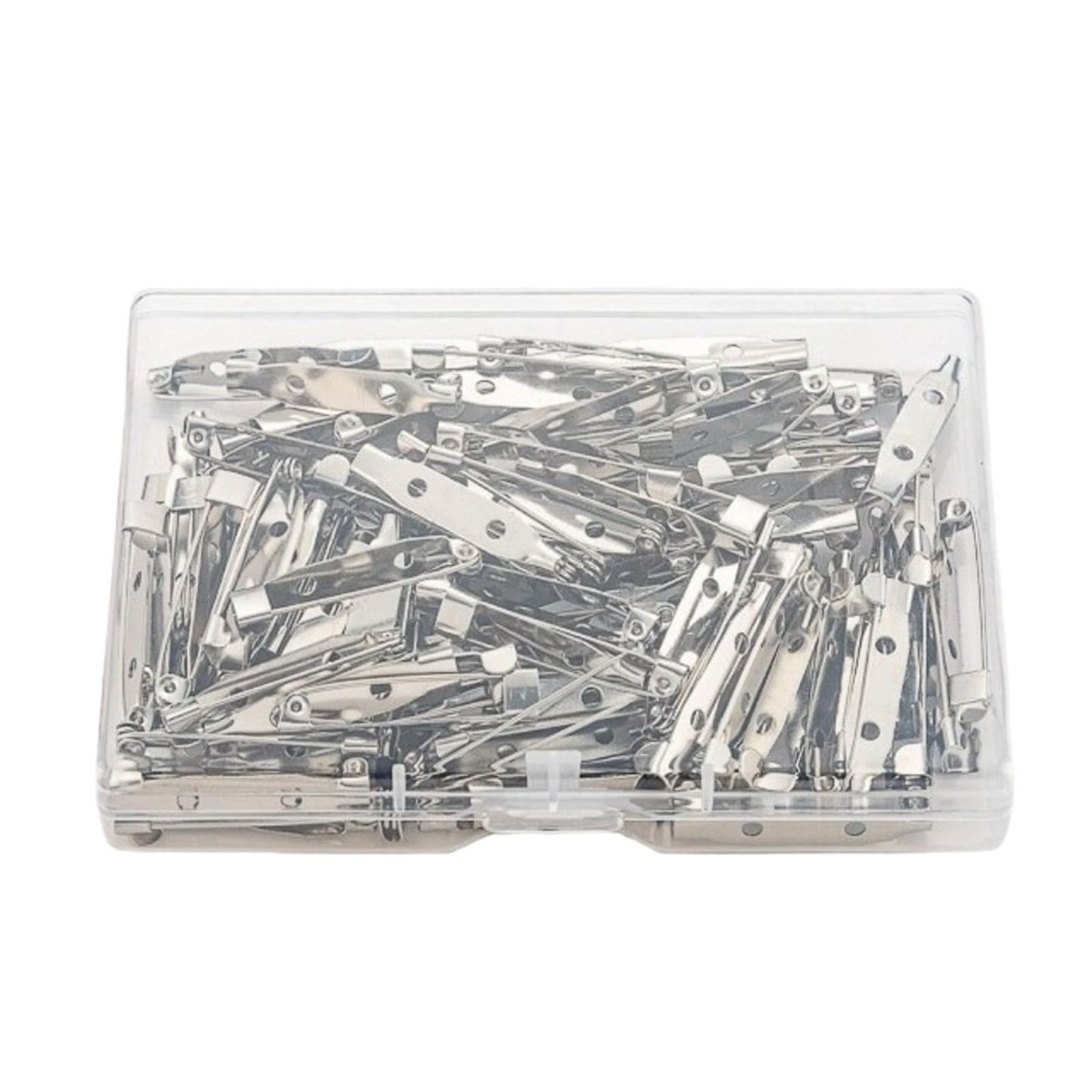 LUYSGBXR Brooch Pin 60/80/100pcs Metal Bar Pins 15/20/25/32/38/45mm Silver Brooch Clasp Craft Name Tags Sewing Accessories(45mm-60pcs)