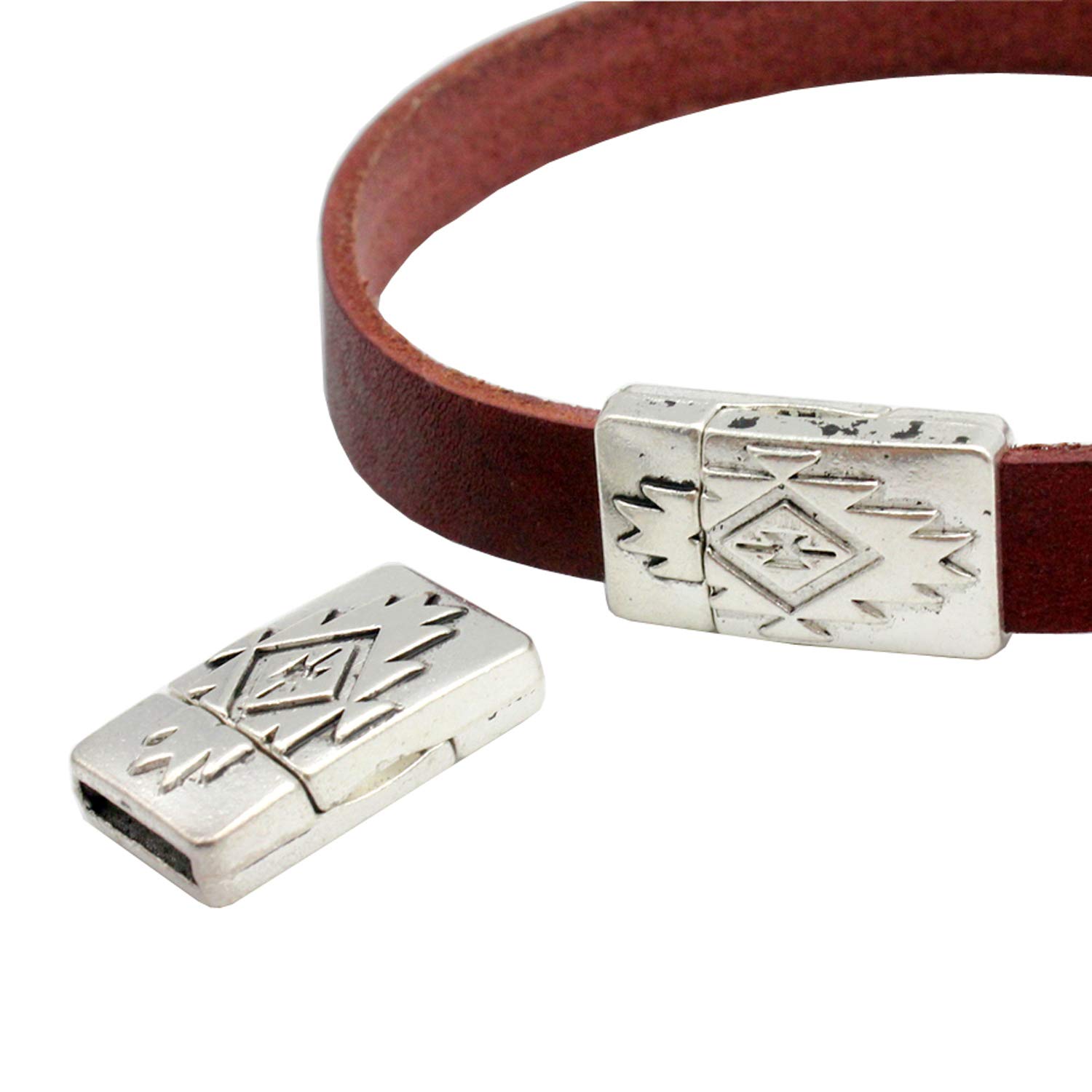 Bracelet Clasp and Closure Magnetic end for Leather Jewelry Making 10mmx2mm Hole 10mmx2mm YIQ