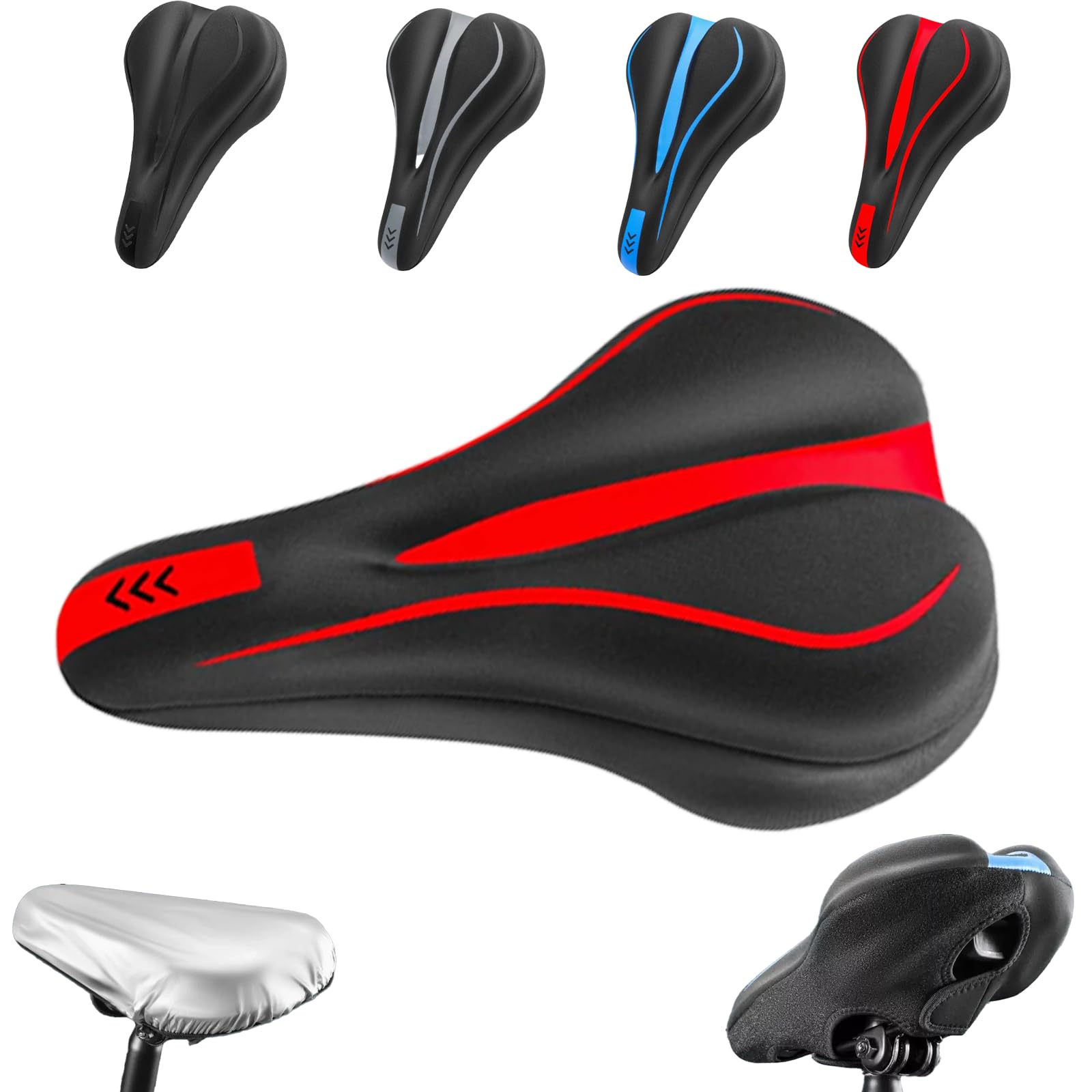 High-Elastic Silicone Front Wheel Pad For Bike (Makes Cycling Easier) Cover, Stationary Gel Padded Bike Seat Saddle Cover for Exercise Mountain Road Spin Cushion (A)