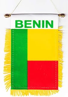 Benin Fringed Rear-View Mirror Window Hanging Flag with Suction Cup