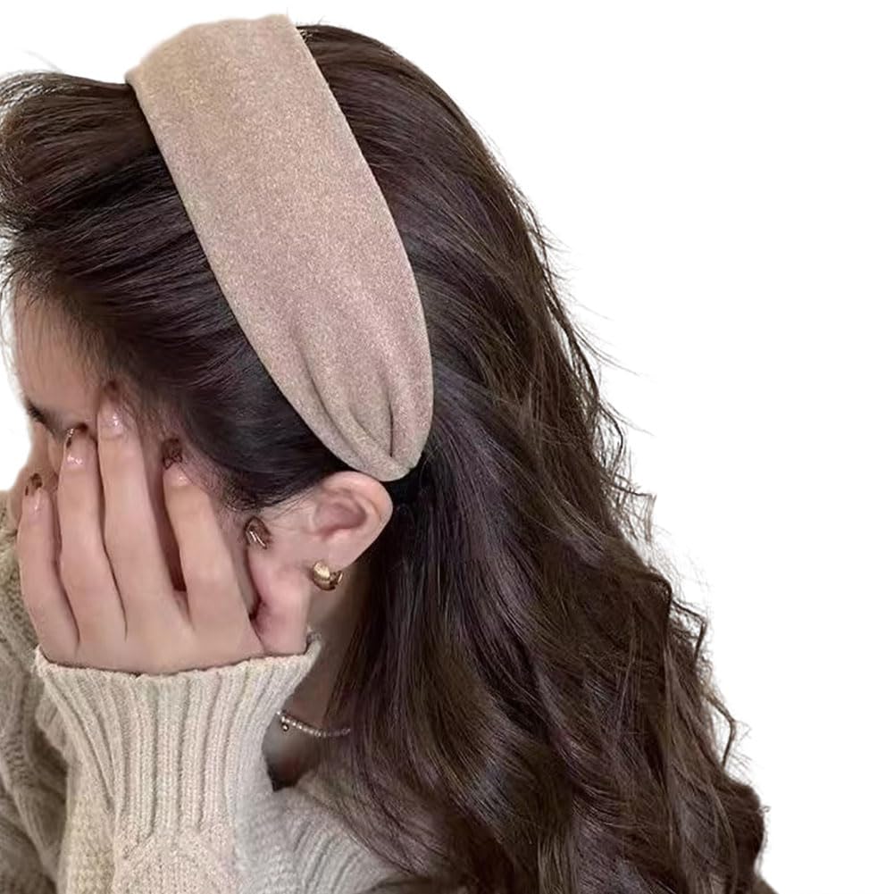 Serre-tête antidérapant en tissu doux grand bandeau pour éviter les cheveux devant les yeux