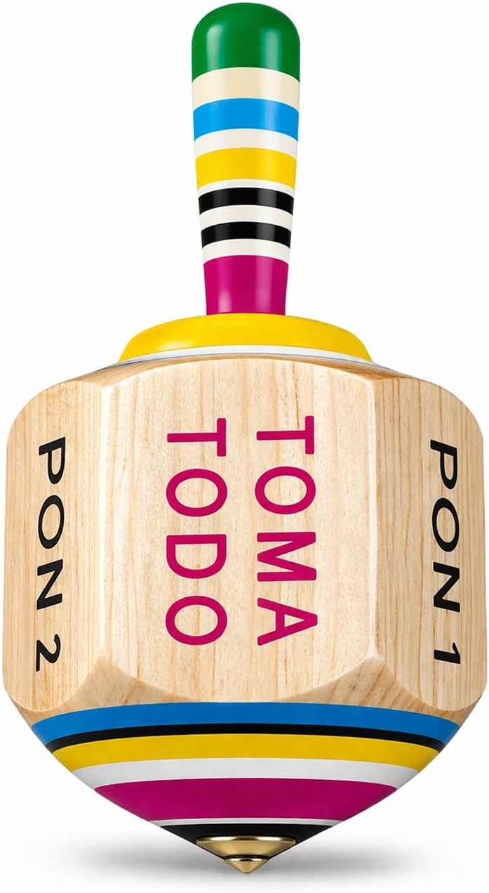 Toma Todo Pirinola – Mexican Spinning Top Drinking Game – Wooden Pirinola for Parties, Cinco de Mayo, Adult Game Night (Small)