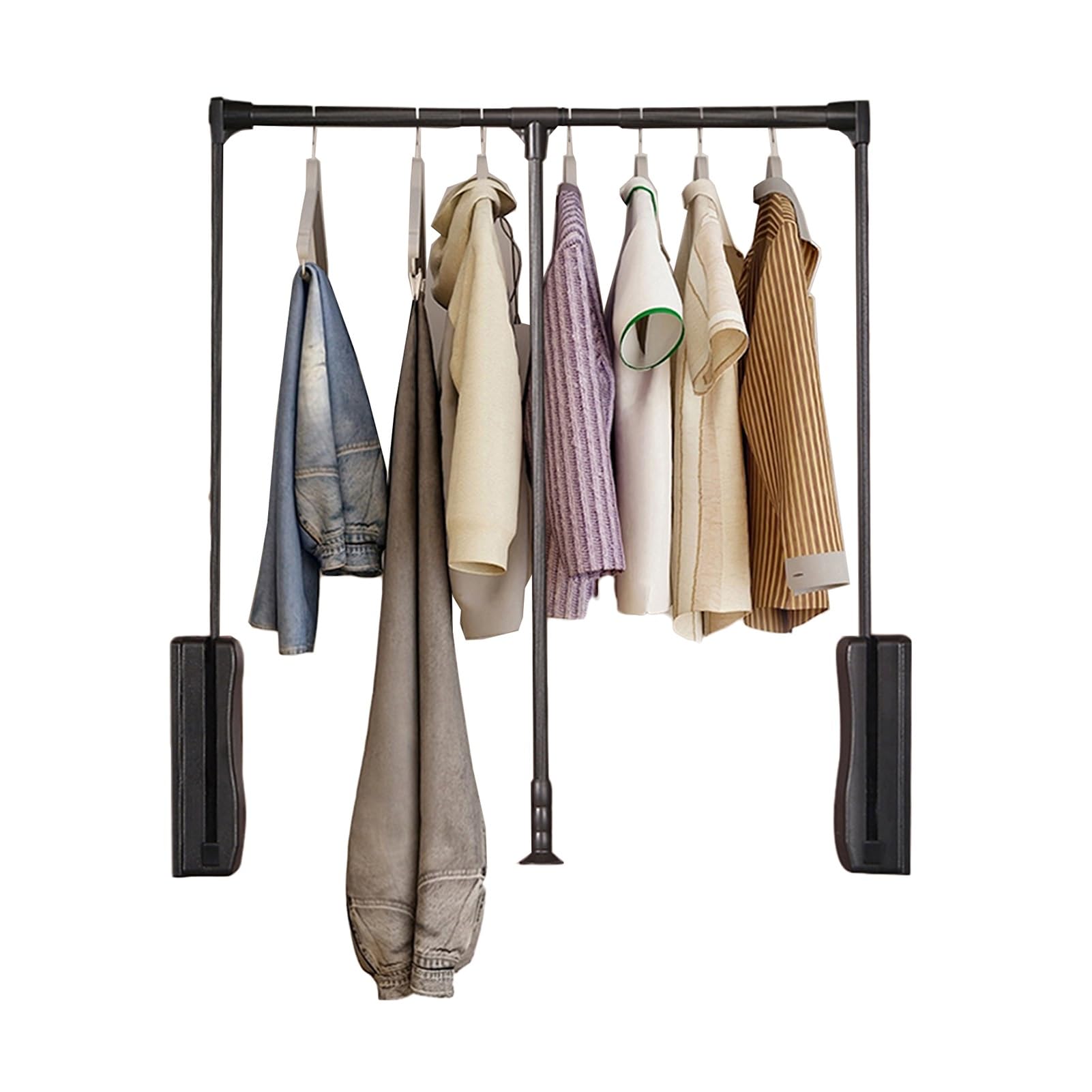 HTTGDGDH Adjustable Pull Down Closet Rod, Retractable Hanger For Wardrobe, Fits Cabinets 21.65-49.21 Inches, Silver Clothing Storage Solution,Brown-550-700mm