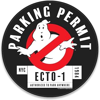 Ghostbusters Ecto-1 Parking Permit Metal Wall Decor | Fun Ghostbusters Parking Sign for Garage or Man Cave