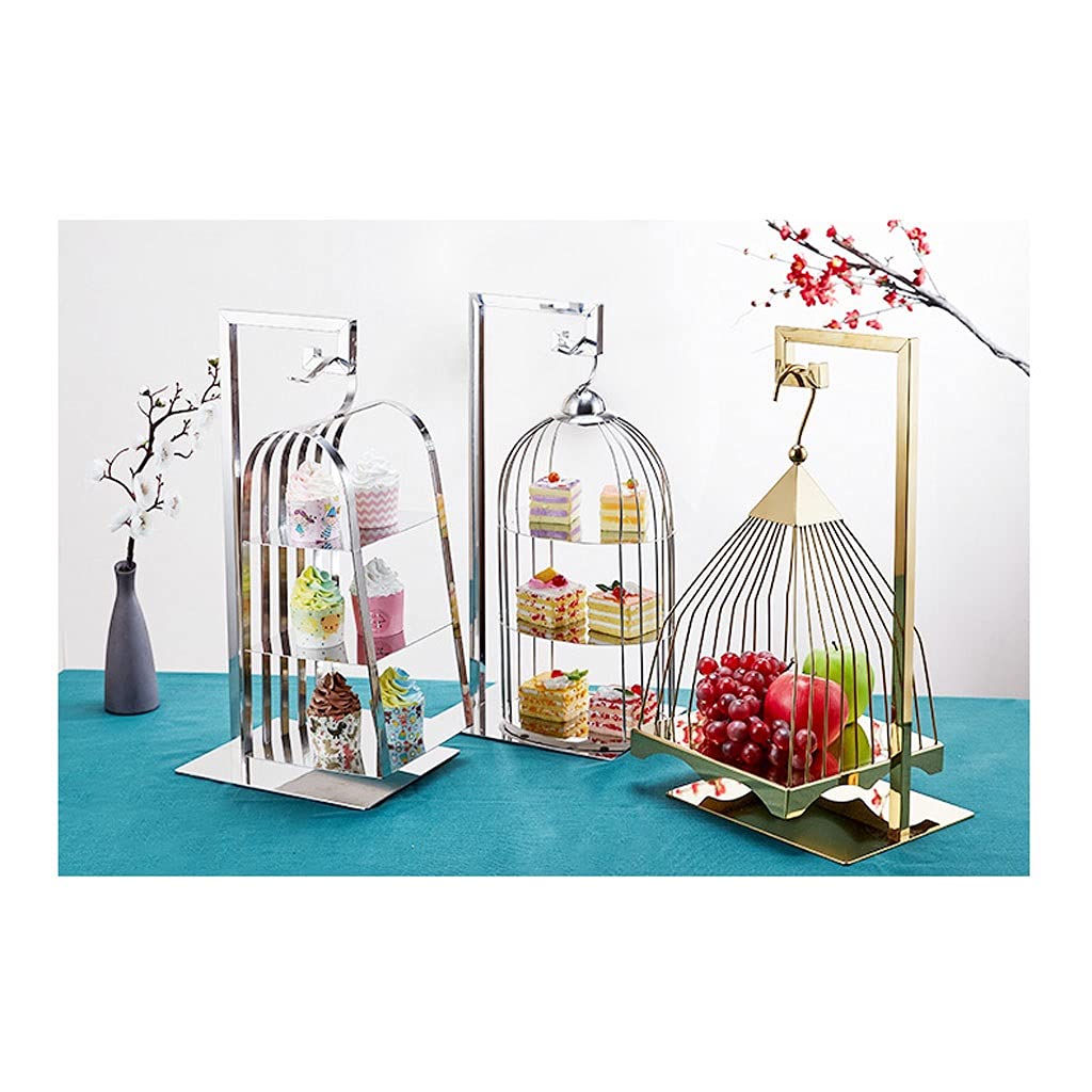Bandejas para tartas Steel de acero inoxidable Jaula de pastelería Postre estante creativo autoservicio Treaje de té Tea Rotura Estante Postre Tabla Dos o tres capas de vajilla Soporte para Tartas